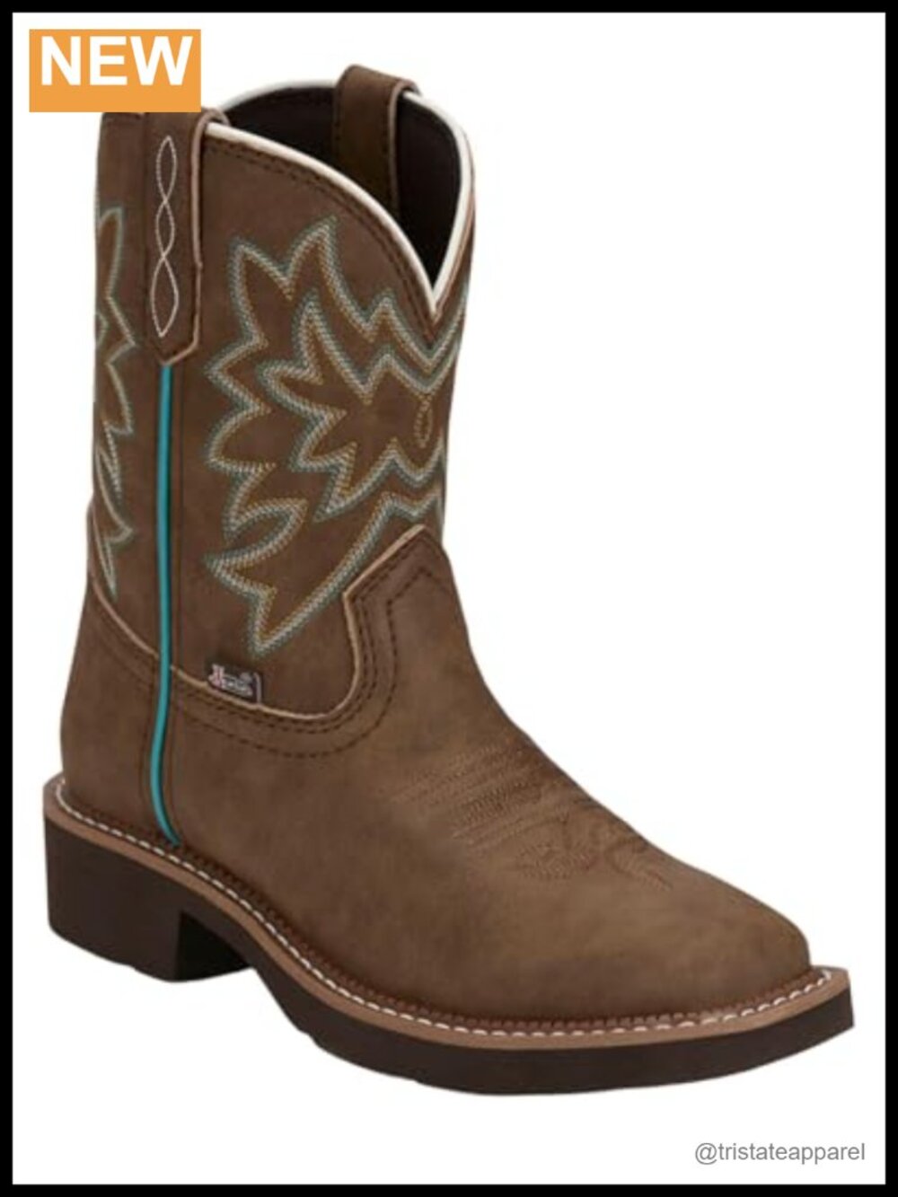 Women's Western Cowboy Boots Full-Grain Leather Square Toe Mid-Calf